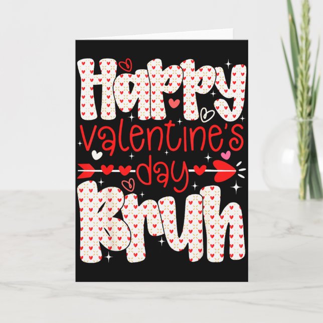 Tarjeta Feliz San Valentín Bruh Meme Corazón Retro Chicos  (Anverso)