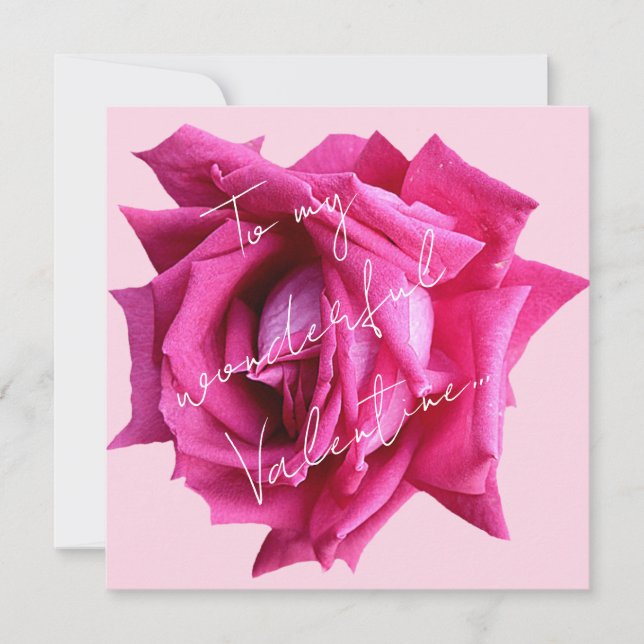 Tarjeta Feliz San Valentín caliente rosa rosa floral boho  (Anverso)