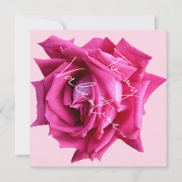 Tarjeta Feliz San Valentín caliente rosa rosa floral boho 