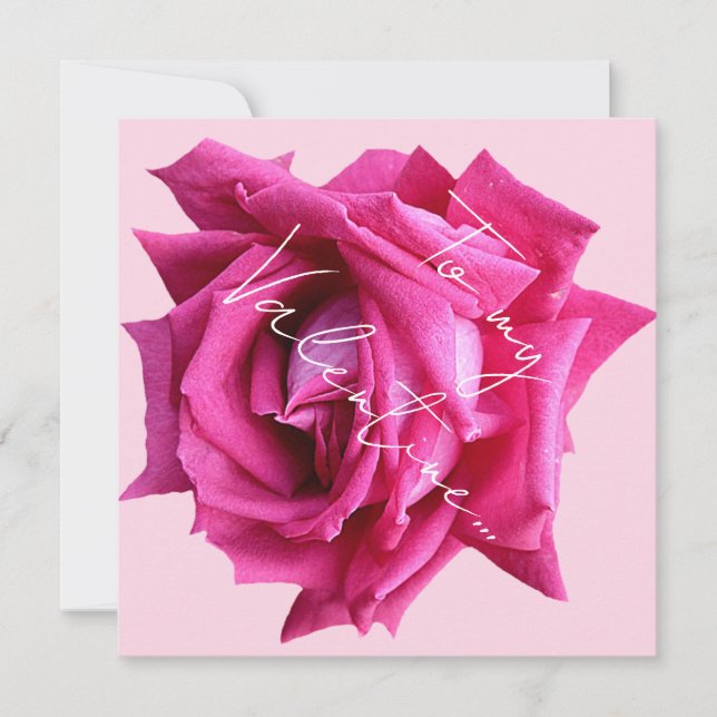 Tarjeta Feliz San Valentín caliente rosa rosa floral boho  (Anverso)