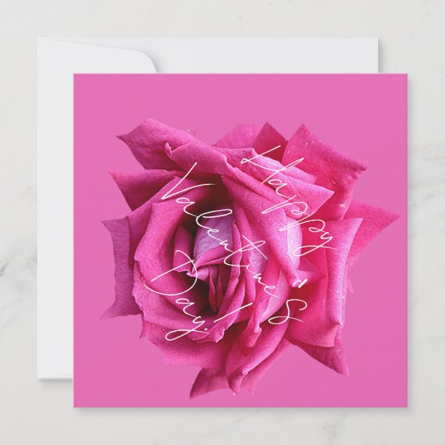 Tarjeta Feliz San Valentín caliente rosa rosa floral boho  (Anverso)