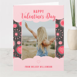 Tarjeta Feliz San Valentín Caprichosos corazones rojos flo