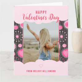 Tarjeta Feliz San Valentín Caprichosos corazones rosados f