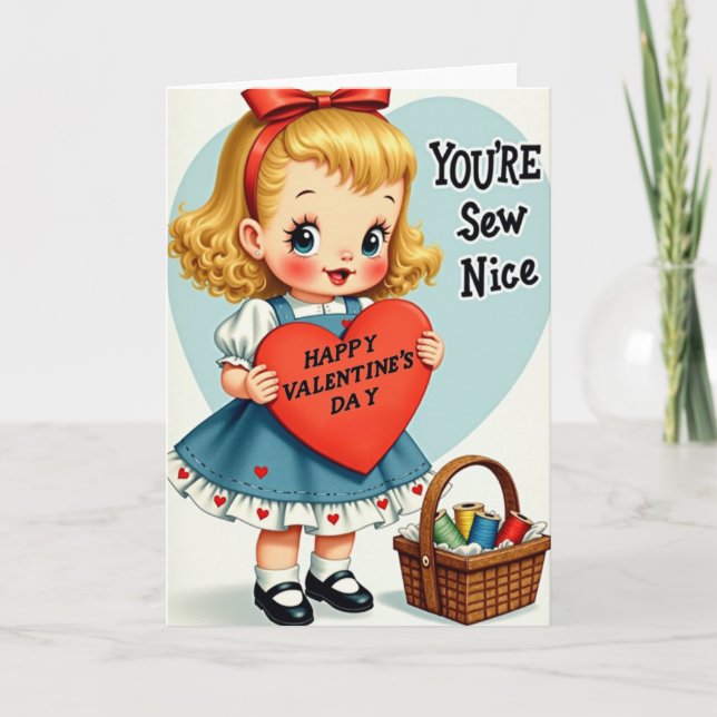 Tarjeta Feliz San Valentín Sew Nice (Anverso)