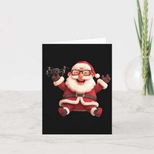 Tarjeta Feliz Santa Claus Con Dron Para Muchos Y Amantes D