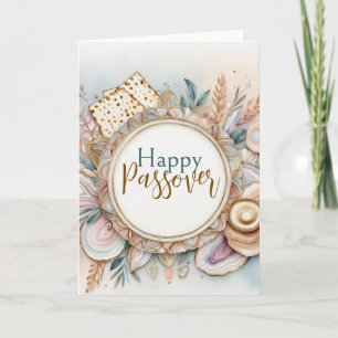 Tarjeta Feliz Séder de Pésaj Mármol de Ágata Rosa Beige