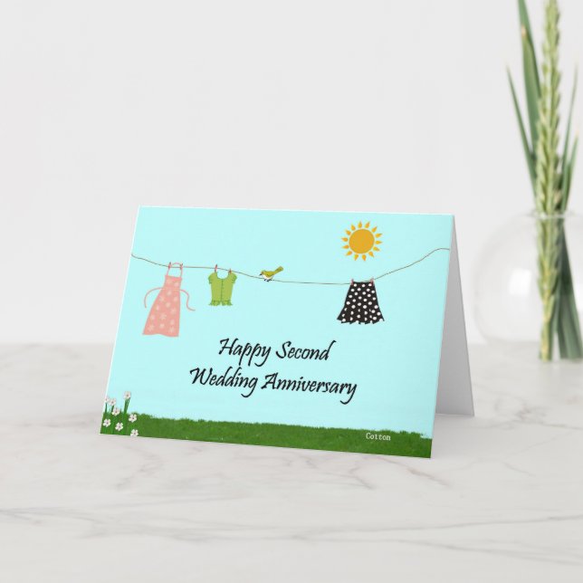 Tarjeta Feliz segundo aniversario de boda (Anverso)