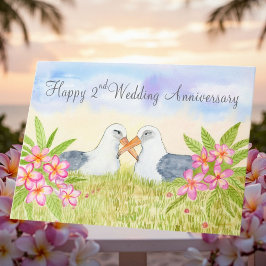 Tarjeta Feliz segundo aniversario de bodas Laysan Albatros