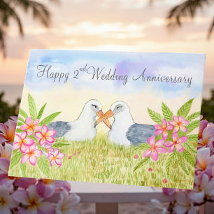 Tarjeta Feliz segundo aniversario de bodas Laysan Albatros