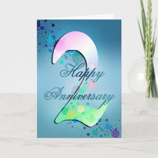 Tarjeta Feliz segundo aniversario (tarjeta de aniversario) (Anverso)