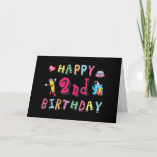 Tarjeta Feliz segundo cumpleaños. 2 años cumpleaños.
