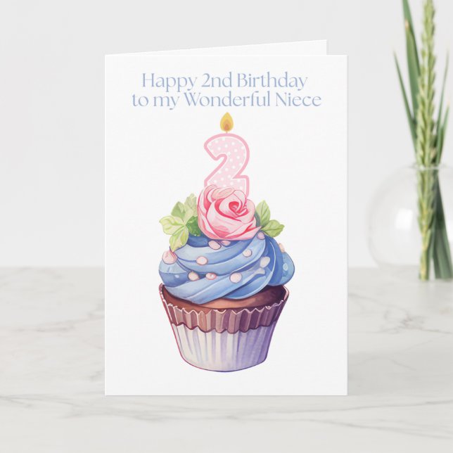 Tarjeta Feliz segundo cumpleaños a mi maravillosa sobrina (Anverso)