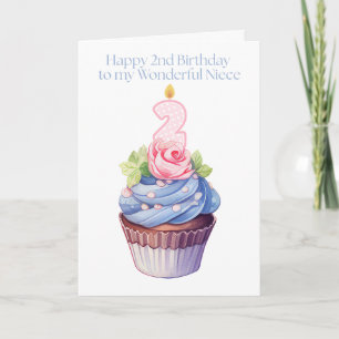 Tarjeta Feliz segundo cumpleaños a mi maravillosa sobrina