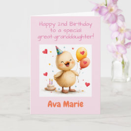 Tarjeta Feliz segundo cumpleaños bisnieta, patito