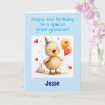 Feliz segundo cumpleaños bisnieto, adorable patito