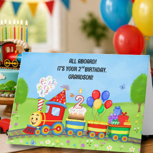 Tarjeta Feliz segundo cumpleaños nieto Cumpleaños Tren
