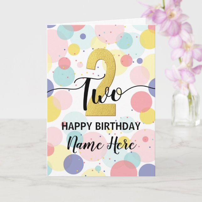 Tarjeta Feliz segundo cumpleaños Pastel Rainbow Gold Woman (Orquídea)