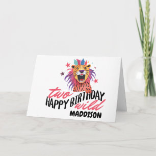 Tarjeta Feliz segundo cumpleaños salvaje safari temático 2