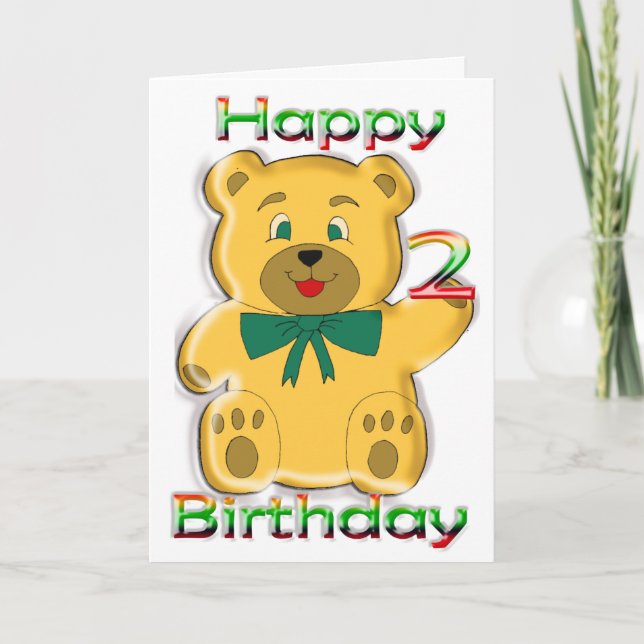 Tarjeta Feliz segundo cumpleaños Teddy Bear Card (Anverso)