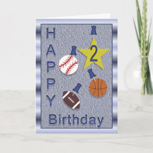 Tarjeta Feliz segundo cumpleaños tema de deportes