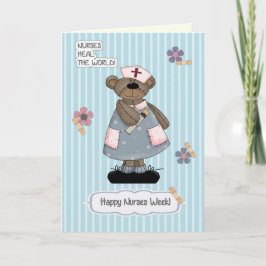 Tarjeta Feliz Semana de las Enfermeras. Cute Teddy Bear