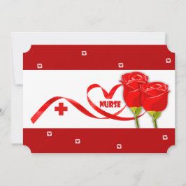 Tarjeta Feliz Semana de las Enfermeras. Roses rojos