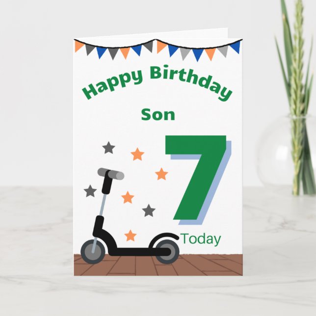 Tarjeta Feliz séptimo cumpleaños, hijo (Anverso)