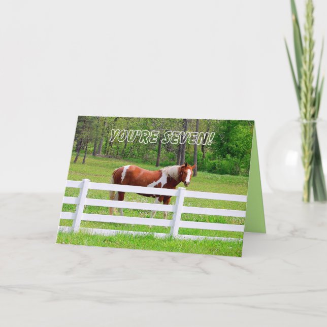 Tarjeta Feliz sétimo cumpleaños Paint Horse Card (Anverso)