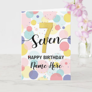 Tarjeta Feliz sétimo cumpleaños Pastel Chica de oro arcoir