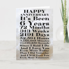 Tarjeta Feliz sexto aniversario del azúcar