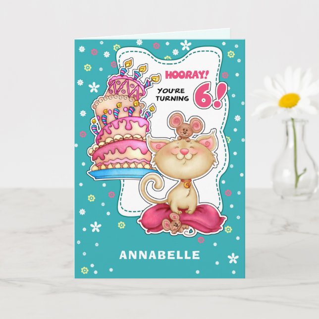 Tarjeta Feliz sexto cumpleaños. Nombre personalizado Diver (Planta pequeña)