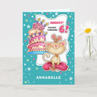 Tarjeta Feliz sexto cumpleaños. Nombre personalizado Diver