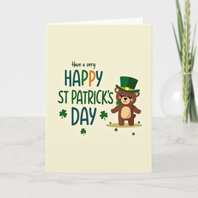 Tarjeta Feliz Shamrock Teddy (Anverso)