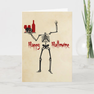 Tarjeta Felíz Skeleton sin cabeza de Hallowine
