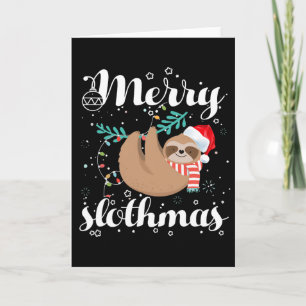 Tarjeta Feliz Slothmas Pijama de Navidad para Amantes de l