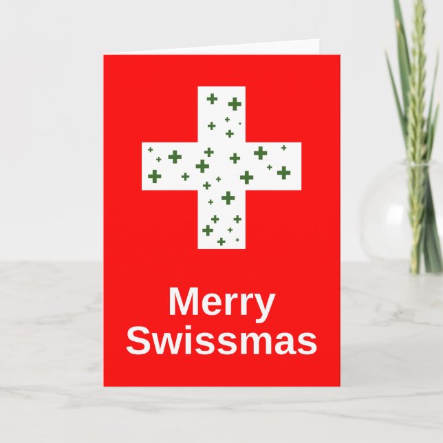 Tarjeta ¡Feliz Swissmas! Saludos navideños suizos (Anverso)