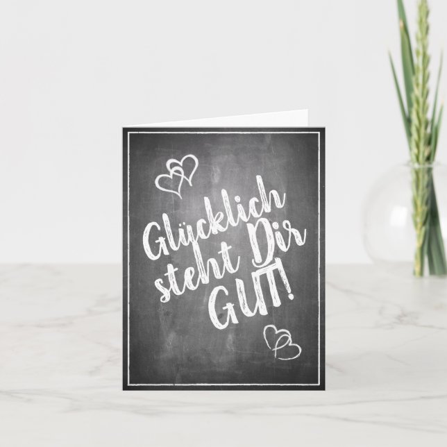 Tarjeta ¡Feliz te queda bien! - en estilo pizarra (Anverso)