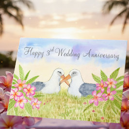 Tarjeta Feliz tercer aniversario de bodas Laysan Albatross