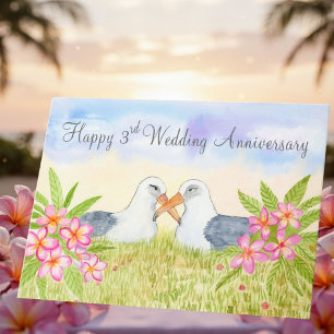 Tarjeta Feliz tercer aniversario de bodas Laysan Albatross