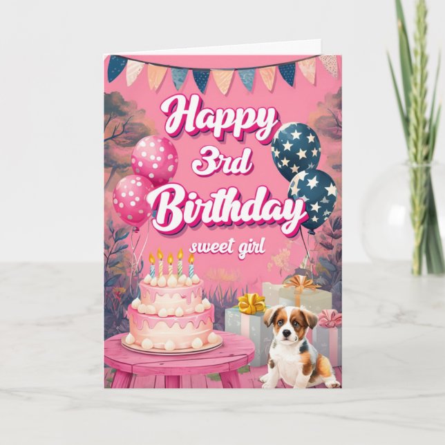 Tarjeta Feliz tercer cumpleaños (Anverso)