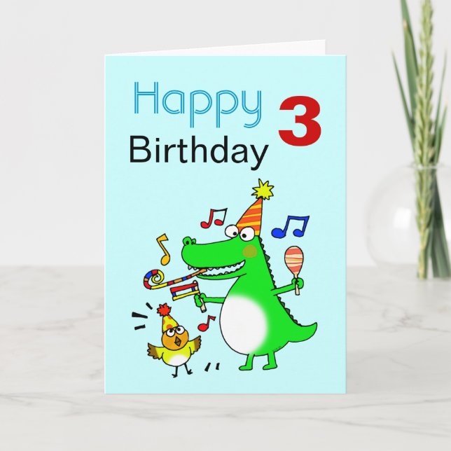Tarjeta Feliz tercer cumpleaños (tengo 3 años) (Anverso)