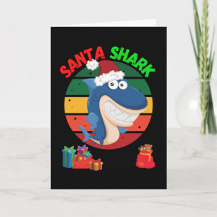 Tarjeta feliz tiburón navidad