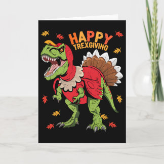 Tarjeta Feliz Trexgiving T Rex Dinosaur Pavo Día de Acción