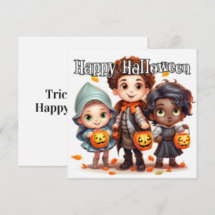 Tarjeta Feliz Truco O Trato De Halloween Para Los Niños