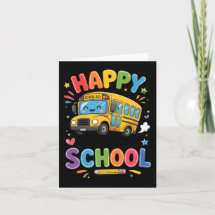 Tarjeta Feliz Último Día De Escuela Lindo Autobús Escolar 