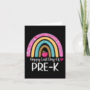 Tarjeta Feliz último día de maestra de prekínder niños leo