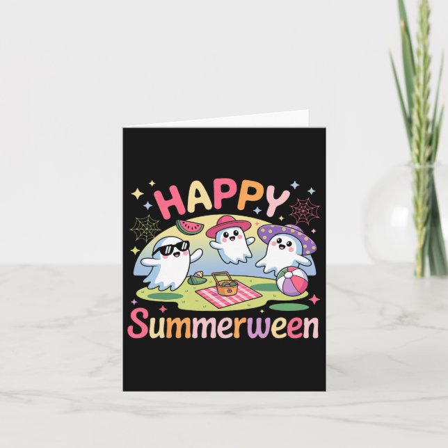 Tarjeta Feliz verano Fantasma de Halloween (Anverso)