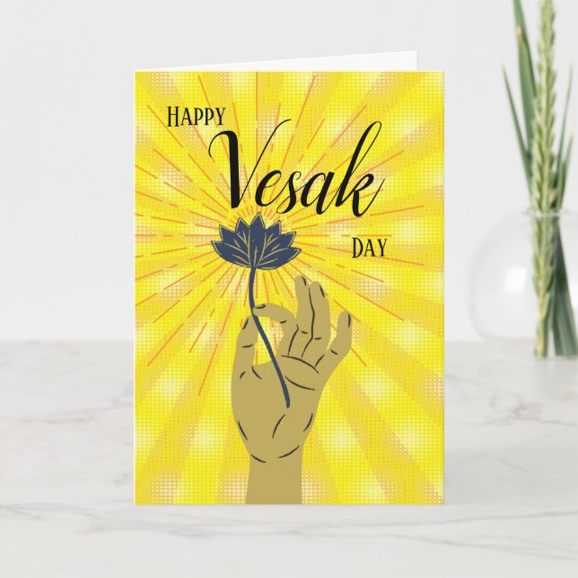 Tarjeta Feliz Vesak Day Lotus a mano (Anverso)