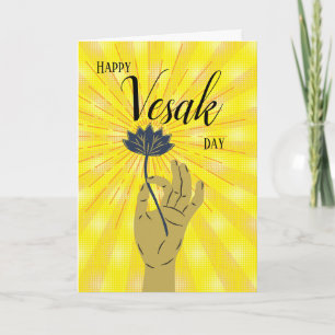 Tarjeta Feliz Vesak Day Lotus a mano