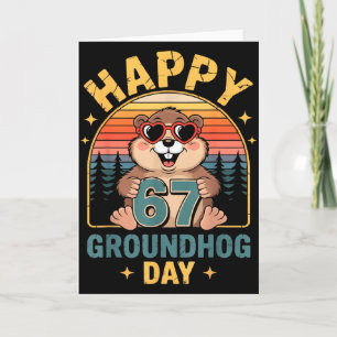 Tarjeta Feliz Vintage 67 Día de la Marmota Amante de Anima